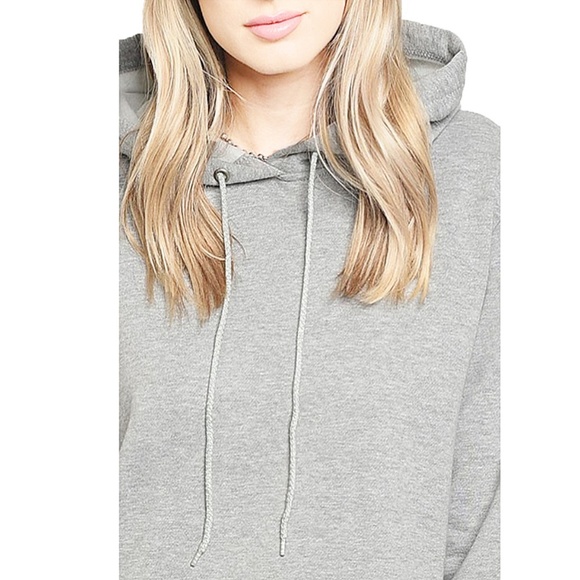 Gray Pink Active Sweater Hoodie Tunic Sweatshirt - Picture 3 of 8